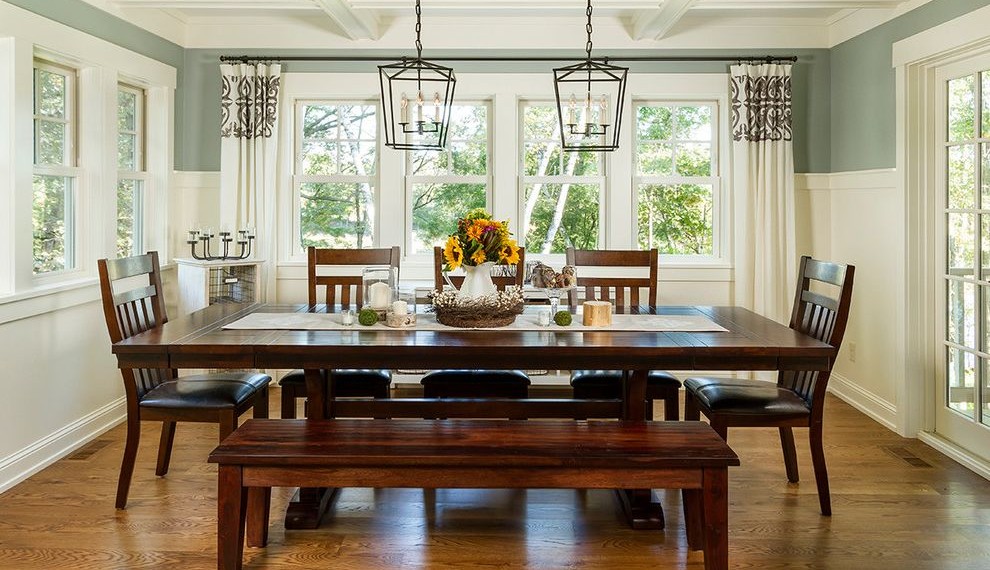 Dining Room Booth Set Traditional Dining Room with Row of Windows