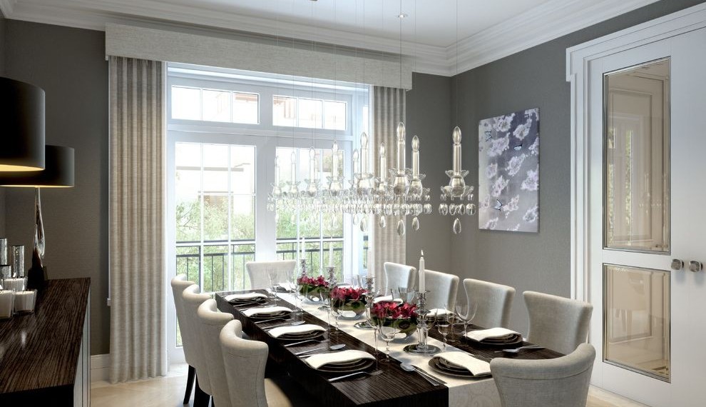 Dining Room Booth Set Transitional Dining Room with Place Settings
