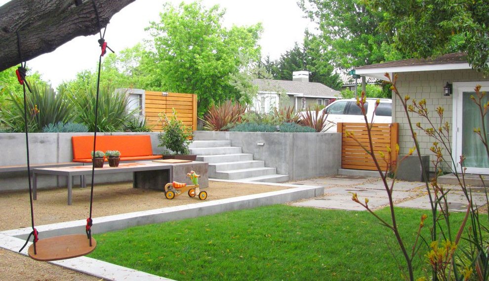 Do It Yourself Concrete Leveling Contemporary Landscape with Grass