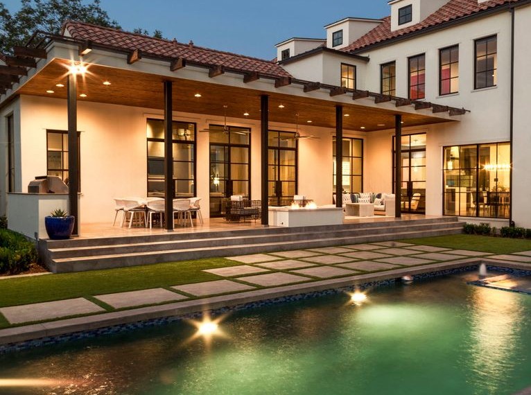 Drought Tolerant Grasses Mediterranean Pool with Exteriors