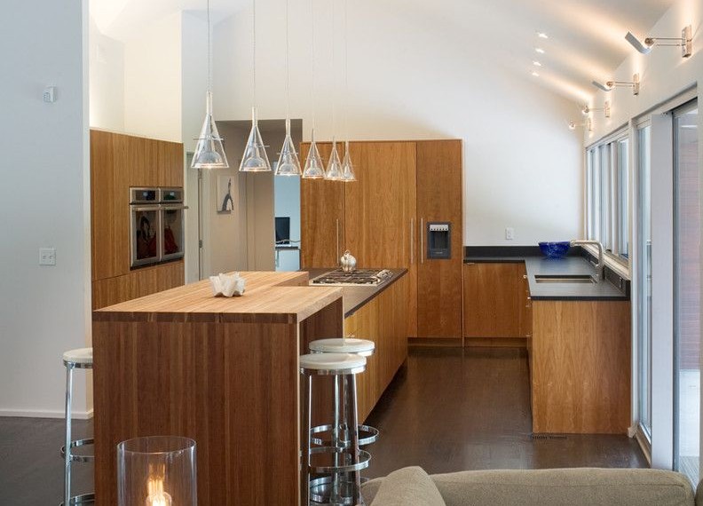 Edison Hanging Lights Modern Kitchen with Wood Kitchen