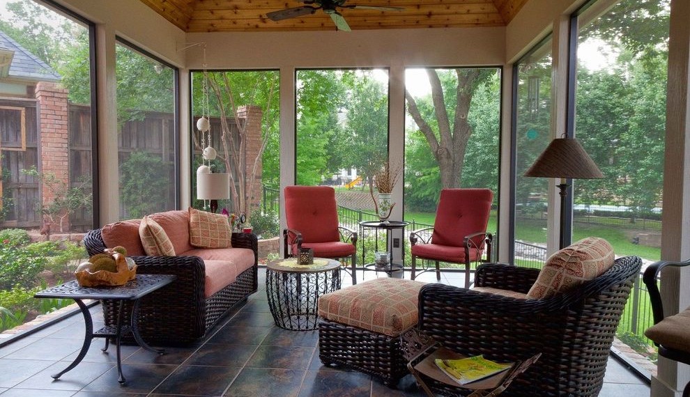 Energy Efficient Washer and Dryer Traditional Porch with Traditional