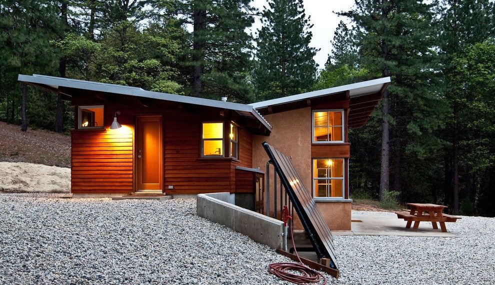 Envirotemp Water Heater Rustic Exterior with Straw Bale