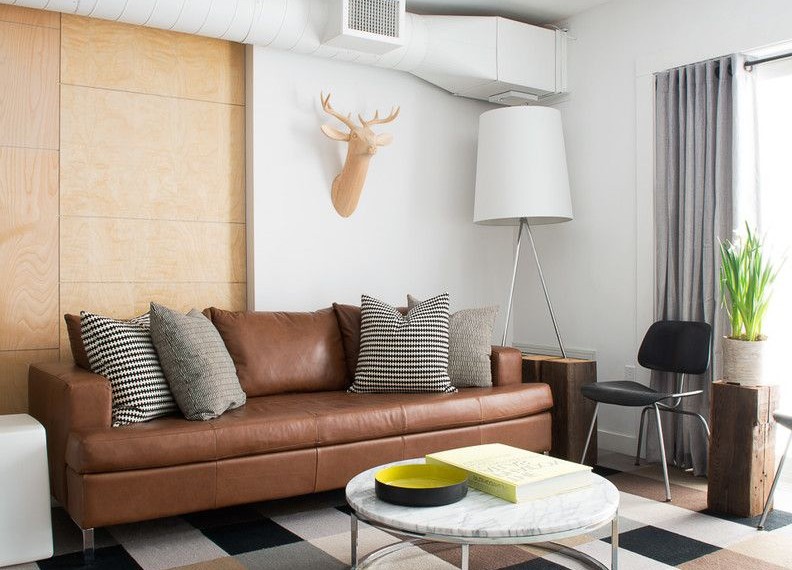 Exposed Air Conditioning Ducts Contemporary Living Room with Exposed Ductwork