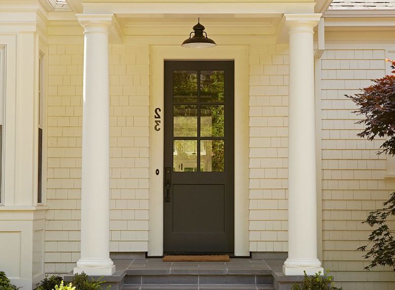 Fiberglass Front Doors Traditional Entry with White Columns