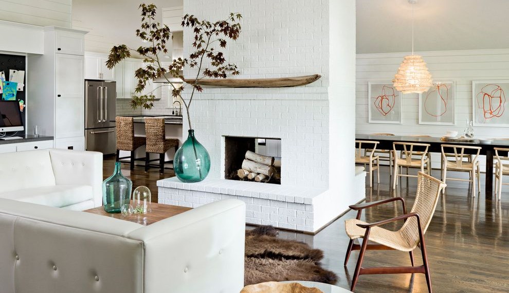 Fireplace Log Grate Contemporary Living Room with Clean