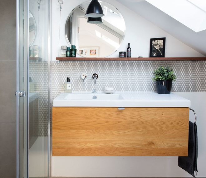 Fitted Rectangle Tablecloths Contemporary Bathroom with Circle Mirror