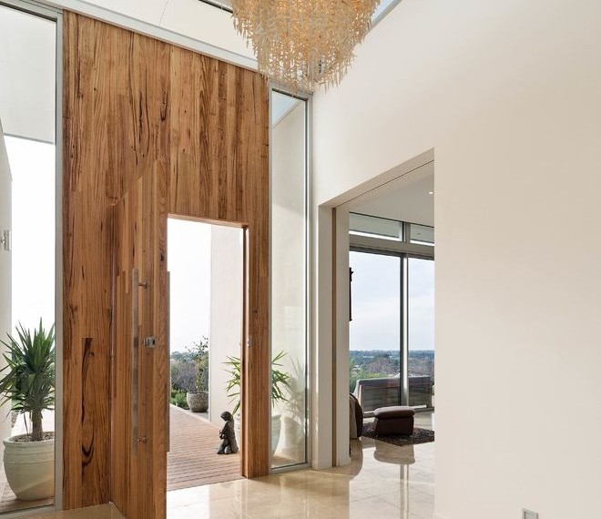 Front Doors with Sidelights Contemporary Entry with Wormy Chestnut