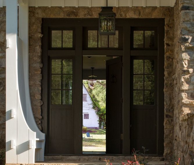 Front Doors with Sidelights Farmhouse Entry with Board and Batten