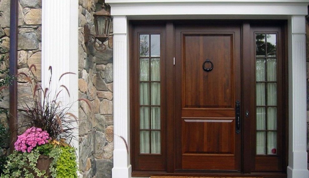 Front Doors with Sidelights Traditional Entry with Mahogany Door