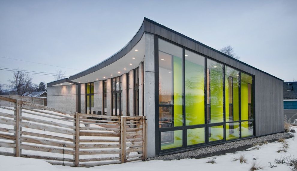 Gas Snow Blower Contemporary Exterior with Concrete Exterior