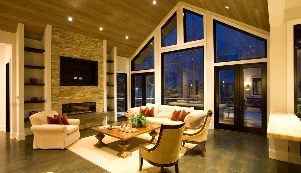 Gas Snow Blower Rustic Living Room with Snow