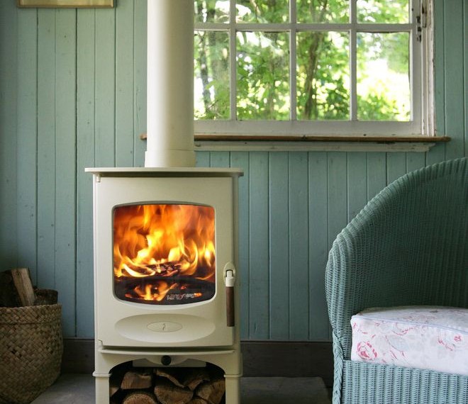 Ge Gas Stove Farmhouse Living Room with Green Wood Panels