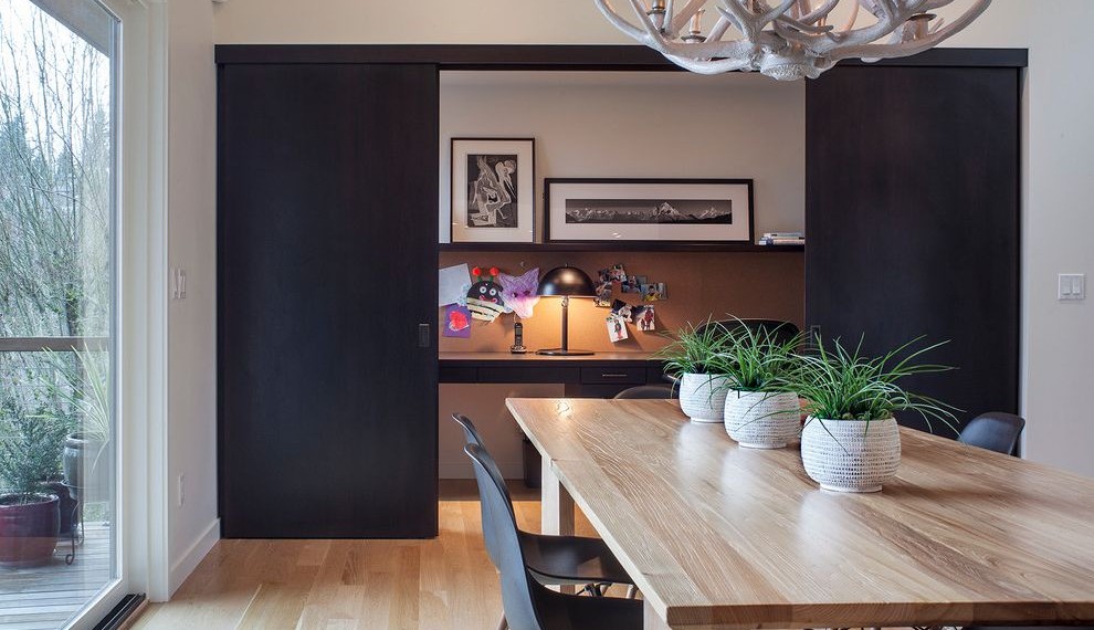 Good Office Plants Contemporary Dining Room with Hardwood Floor