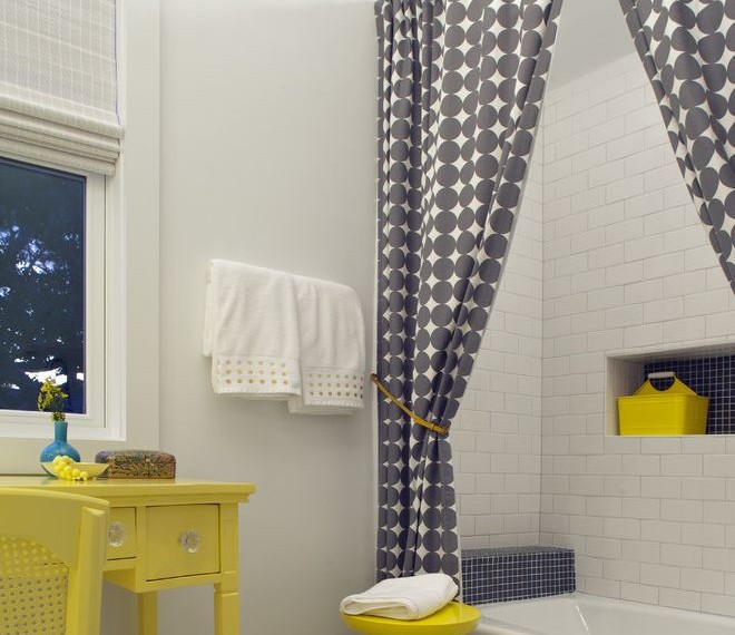 Grommet Top Curtains Beach Style Bathroom with Coastal
