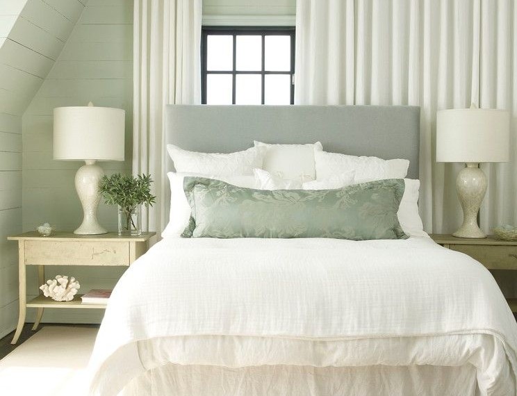 Grommet Top Curtains Beach Style Bedroom with White Area Rug