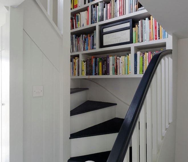 Hardwood Stair Treads Farmhouse Staircase with Black Stair Treads