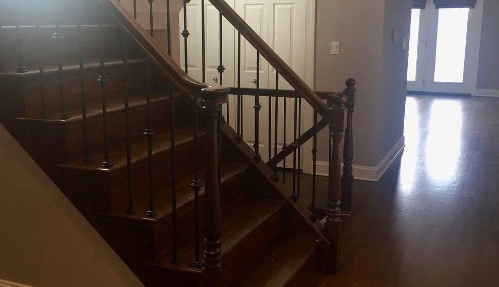 Hardwood Stair Treads Traditional Staircase with Dark Hardwood Banister Columns