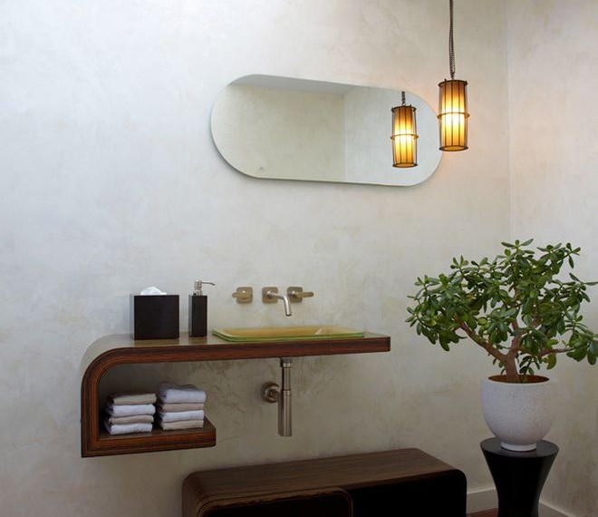 Home Water Filtration Systems Modern Powder Room with Bathroom Mirror