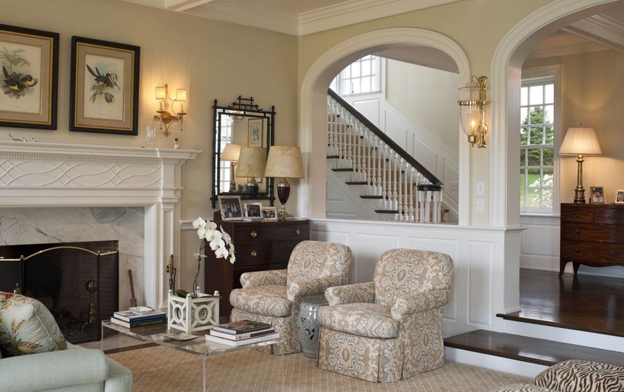How to Get Rid of Mold in House Traditional Living Room with Marble Fireplace