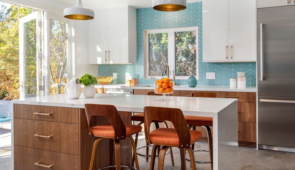 How to Restain Kitchen Cabinets Midcentury Kitchen with Kitchens with White Cabinets