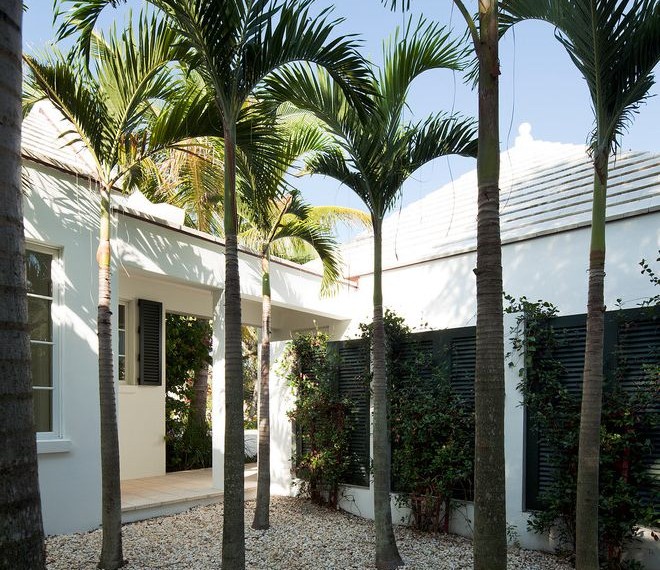 Hurricane Shutters Cost Tropical Landscape with Black Window Shutters