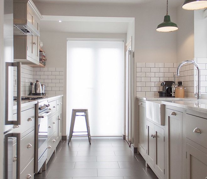 Hydronic Radiant Floor Heating Contemporary Kitchen with Mushroom Paint Colour