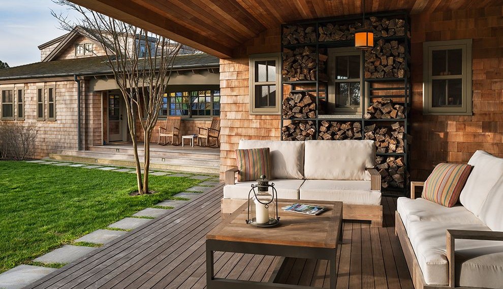Indoor Firewood Rack Beach Style Porch with Lawn