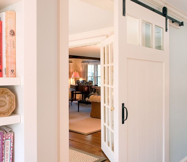 Inside Sliding Barn Doors Traditional Spaces with Sliding Door