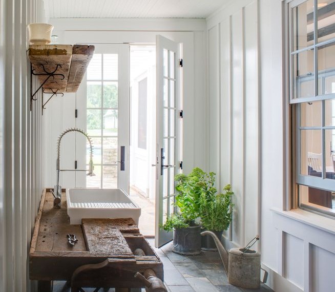 Interlocking Garage Floor Tiles Farmhouse Entry with French Doors