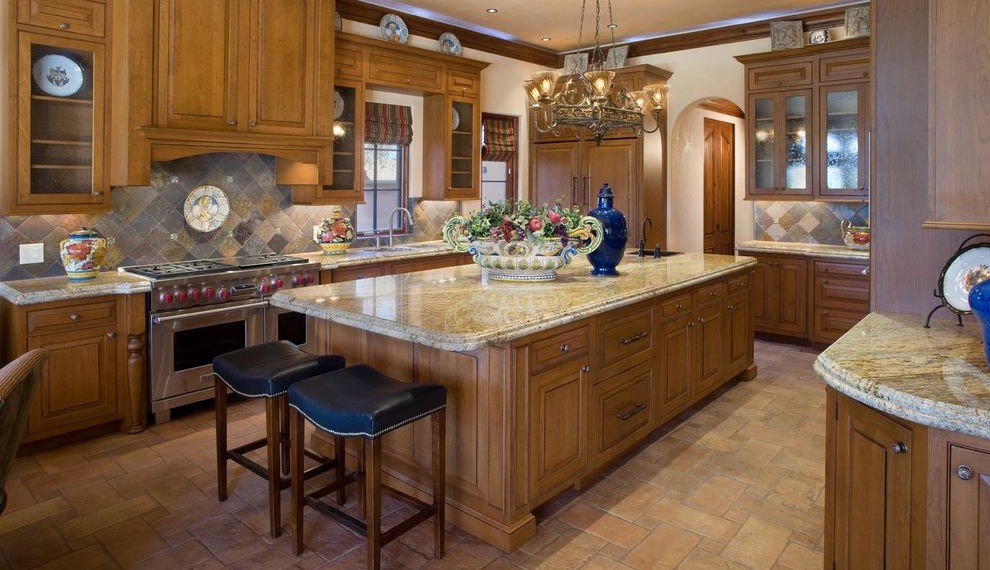 Interlocking Garage Floor Tiles Mediterranean Kitchen with Decorative Plates