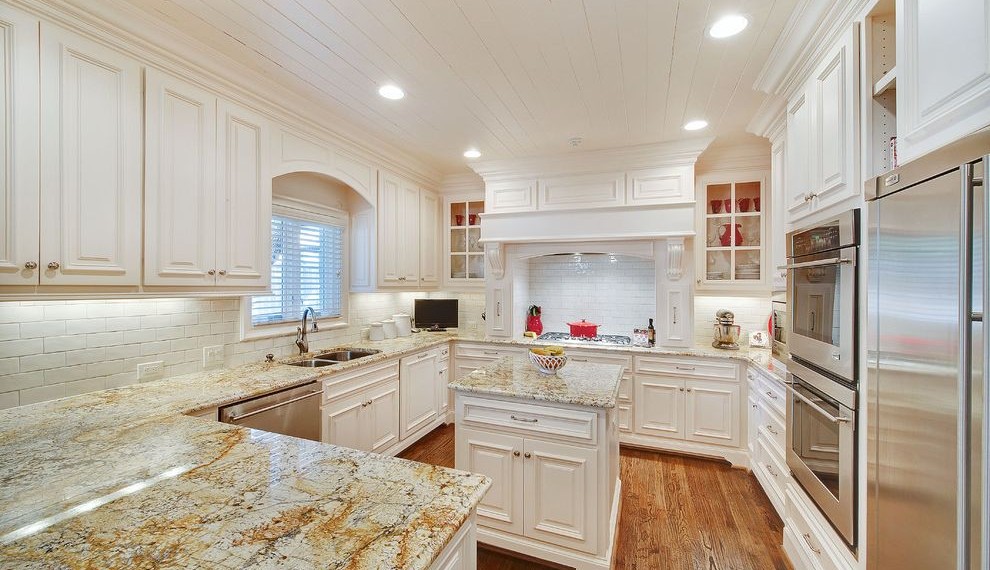 Interlocking Garage Floor Tiles Transitional Kitchen with Stainless Sink