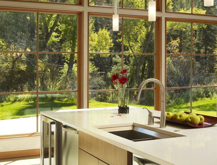 Jeld Wen Garden Window Contemporary Kitchen with Wine Refrigerator