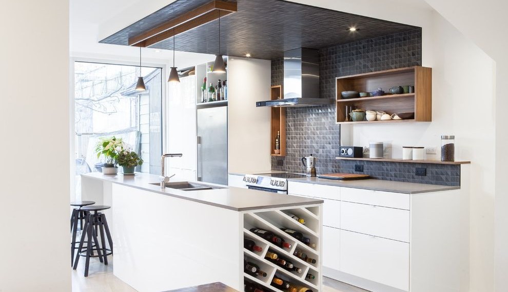 Kayak Storage Rack Contemporary Kitchen with Blacksplash