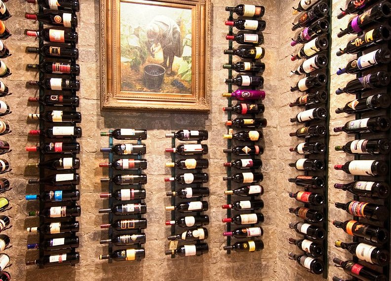 Kayak Storage Rack Traditional Wine Cellar with Stone Walls