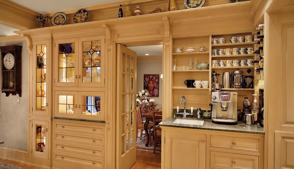 Keurig Coffee Pot Traditional Kitchen with Wood Floor