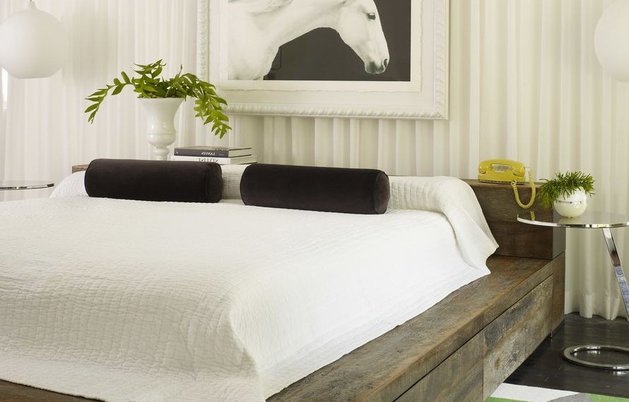 King Size Platform Bed Frame Contemporary Bedroom with White Frame