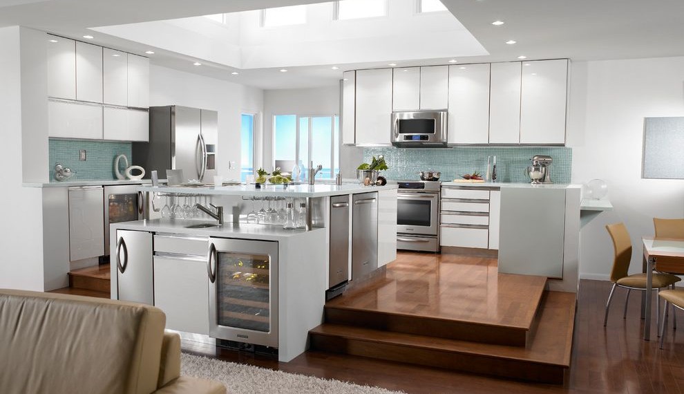 Kitchenaid Gas Cooktop Contemporary Kitchen with Kitchenaid Hood
