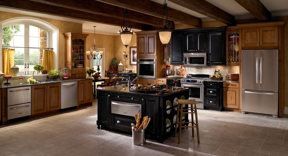 Kitchenaid Gas Cooktop Traditional Kitchen with Kitchenaid Warming Drawer