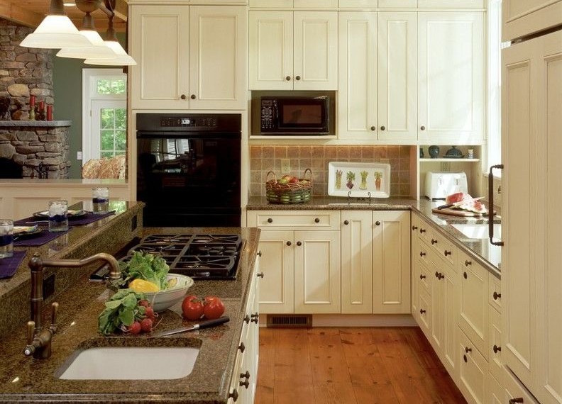 Kitchenaid Stove Top Traditional Kitchen with Beige Kitchen Drawers