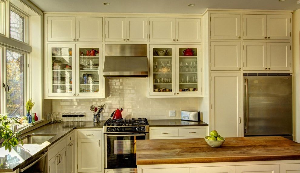 Kitchenaid Stove Top Traditional Kitchen with Ceiling Lighting