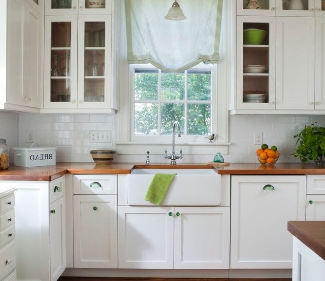 Kohler Cast Iron Sink Traditional Kitchen with Shaker Style Cabinets