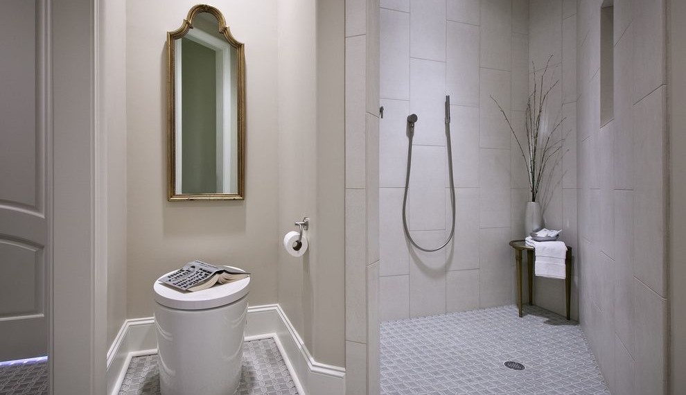 Kohler Toilet Flapper Contemporary Bathroom with Tile Flooring