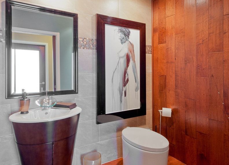 Kohler Toilet Flapper Contemporary Powder Room with Contemporary