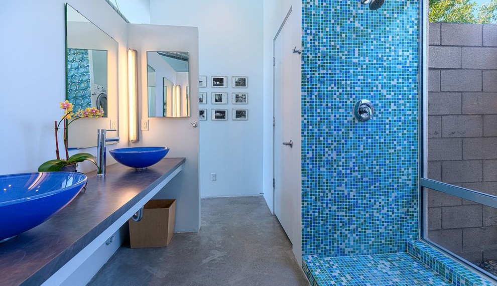 Kraus Sink Modern Bathroom with Shower Window