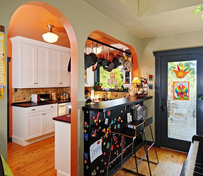 Magnetic Door Latch Craftsman Kitchen with Wood Floor