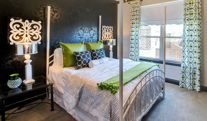 Matte Cutter Traditional Bedroom with Lime Green Accent