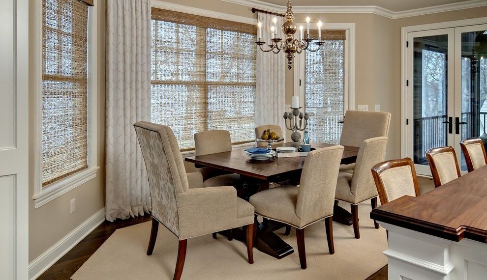 Matte Cutter Traditional Dining Room with Grass Shades