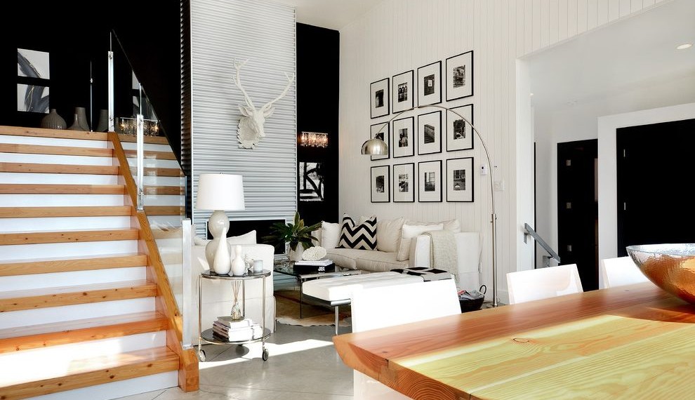 Matted Picture Frames Contemporary Living Room with Gallery Wall