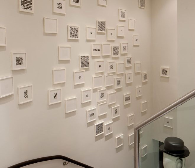 Matted Picture Frames Contemporary Staircase with Recessed Lighting